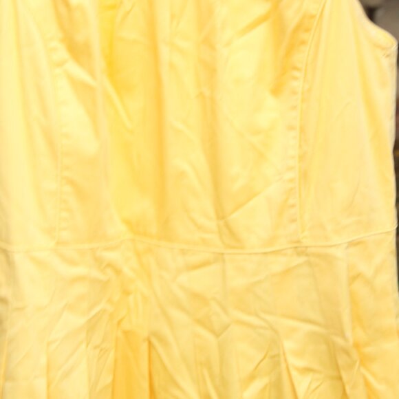 Talbots Bright Yellow Cotton Pleated Sheath Dress14W - Picture 2 of 2